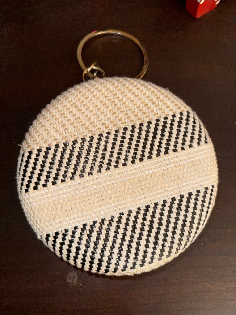Woven Round Bracelet Purse- Black and Cream